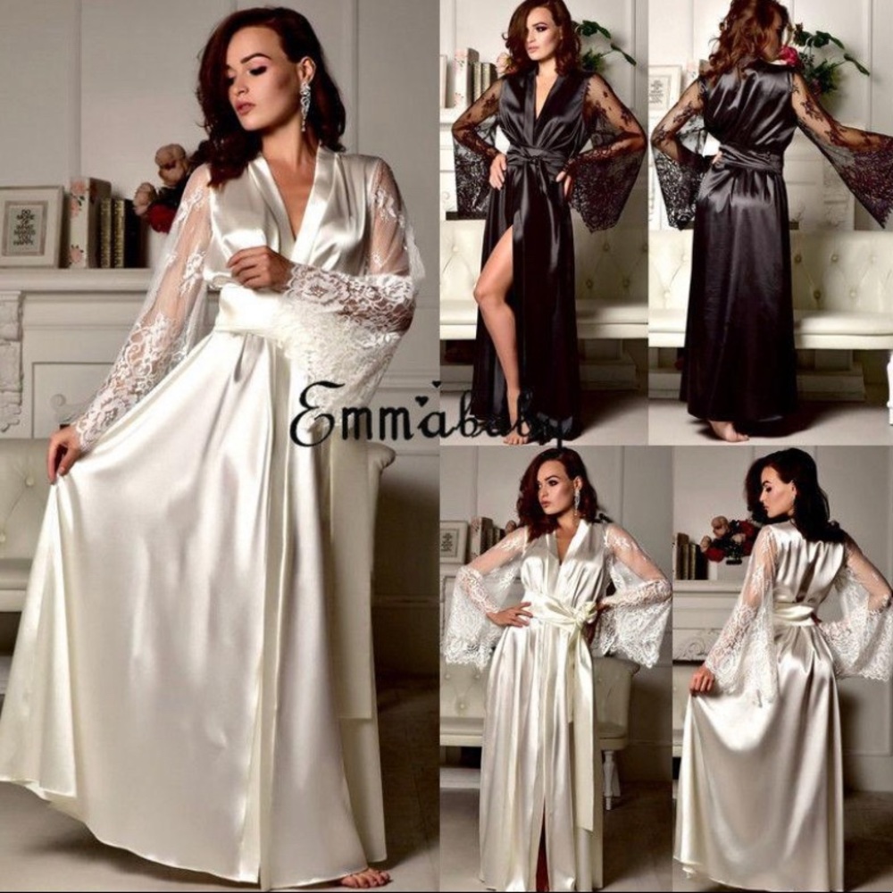 Hers' Silk Kimono Lace Robe